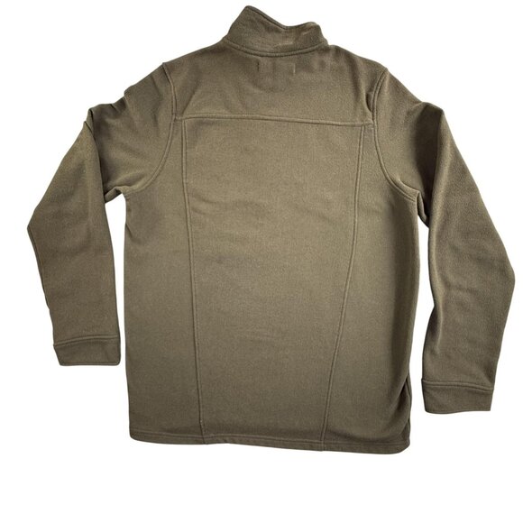 REI Fleece Pullover Mens XL Brown Quarter Zip Mock Neck Chest Pocket Elbow Patch - Picture 2 of 16